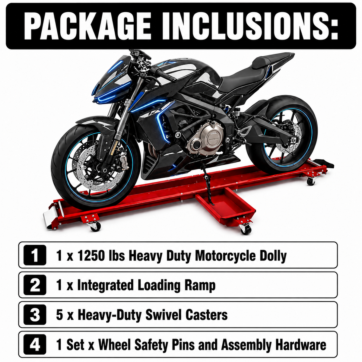 1250 lbs Heavy Duty Motorcycle Dolly For Her