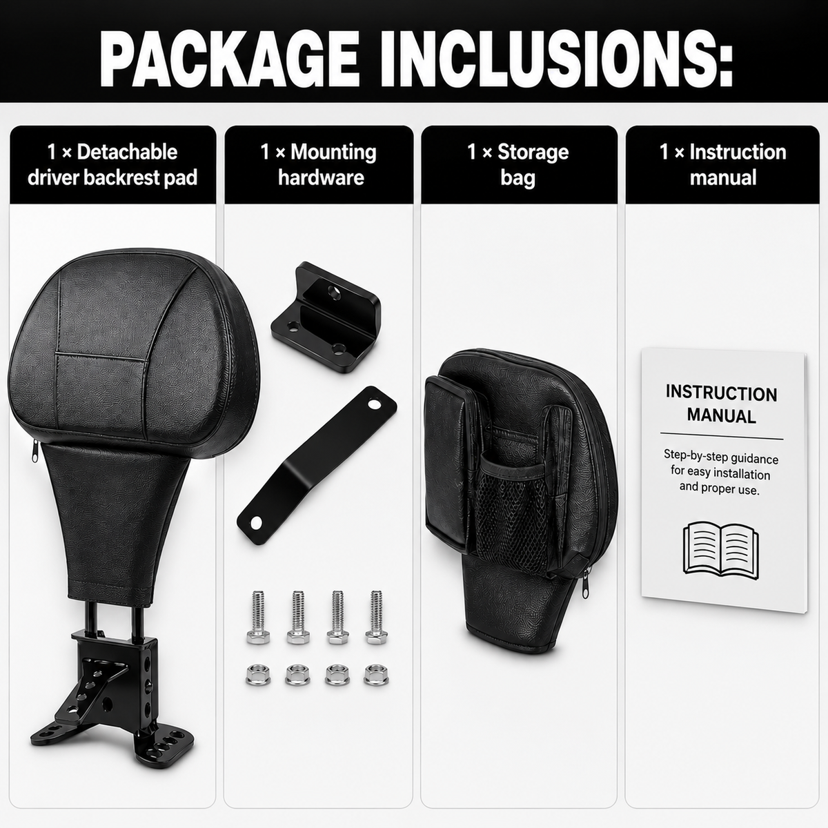 Adjustable Detachable Plug-in Rider Back Rest For Her