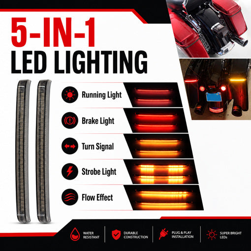 Motorcycle LED Saddlebag Tail Lights for her