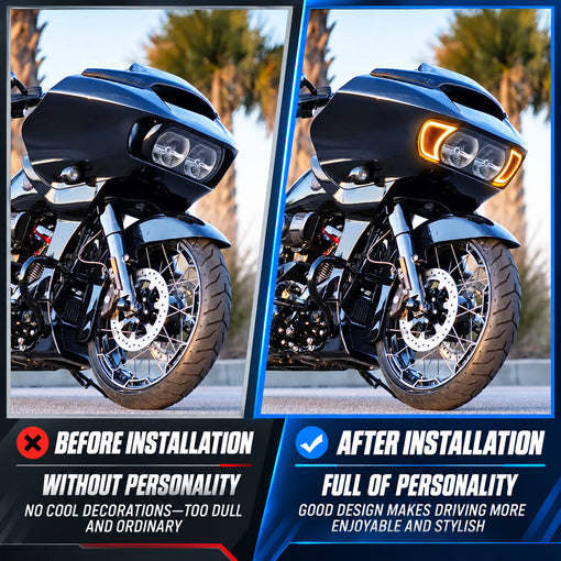 Motorcycle LED Headlight Fairing Vent Accent Turn Signal Lights for Her