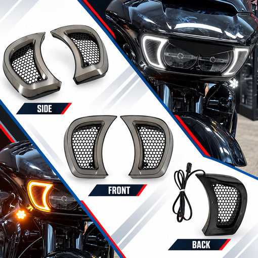 Motorcycle LED Headlight Fairing Vent Accent Turn Signal Lights for Her