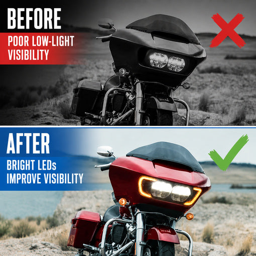 Motorcycle LED Headlight Vent Accent Turn Signal Lights for Her