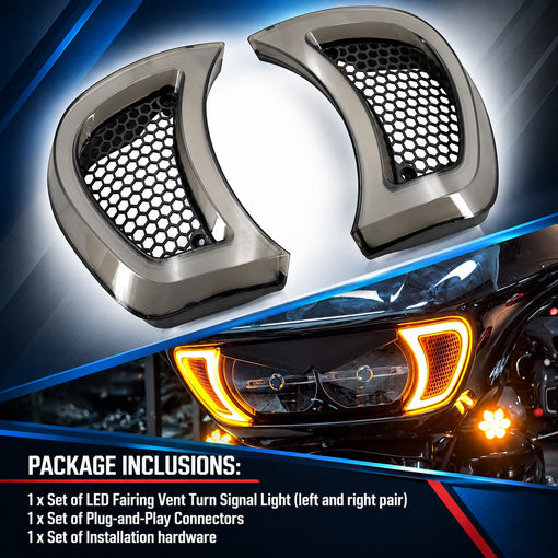 Motorcycle LED Headlight Fairing Vent Accent Turn Signal Lights for Her