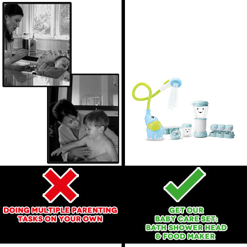 Baby Care Set: Bath Shower Head & Food Maker