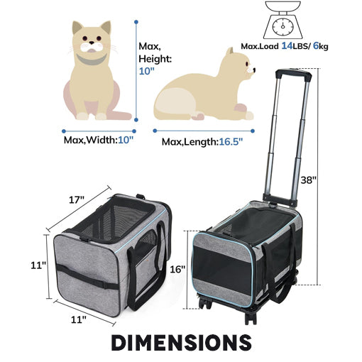 Airline Approved Cat Carrier with Wheels