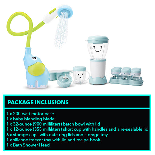 Baby Care Set: Bath Shower Head & Food Maker