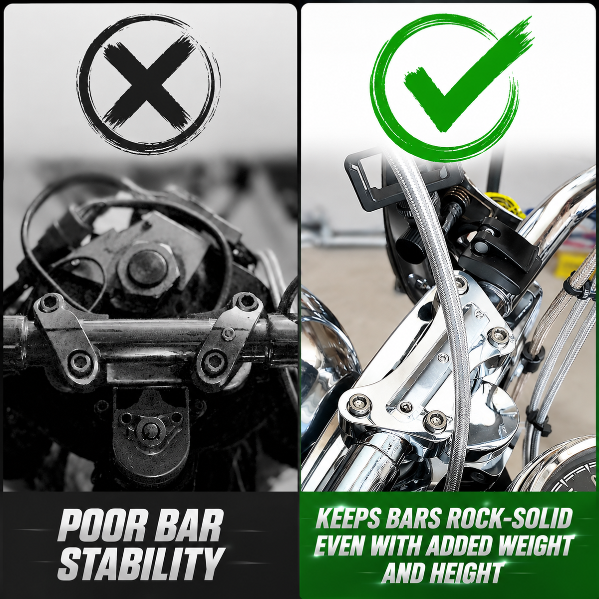 Motorcycle Anti-Slip Handlebar Risers 1'' Top Clamp for Her