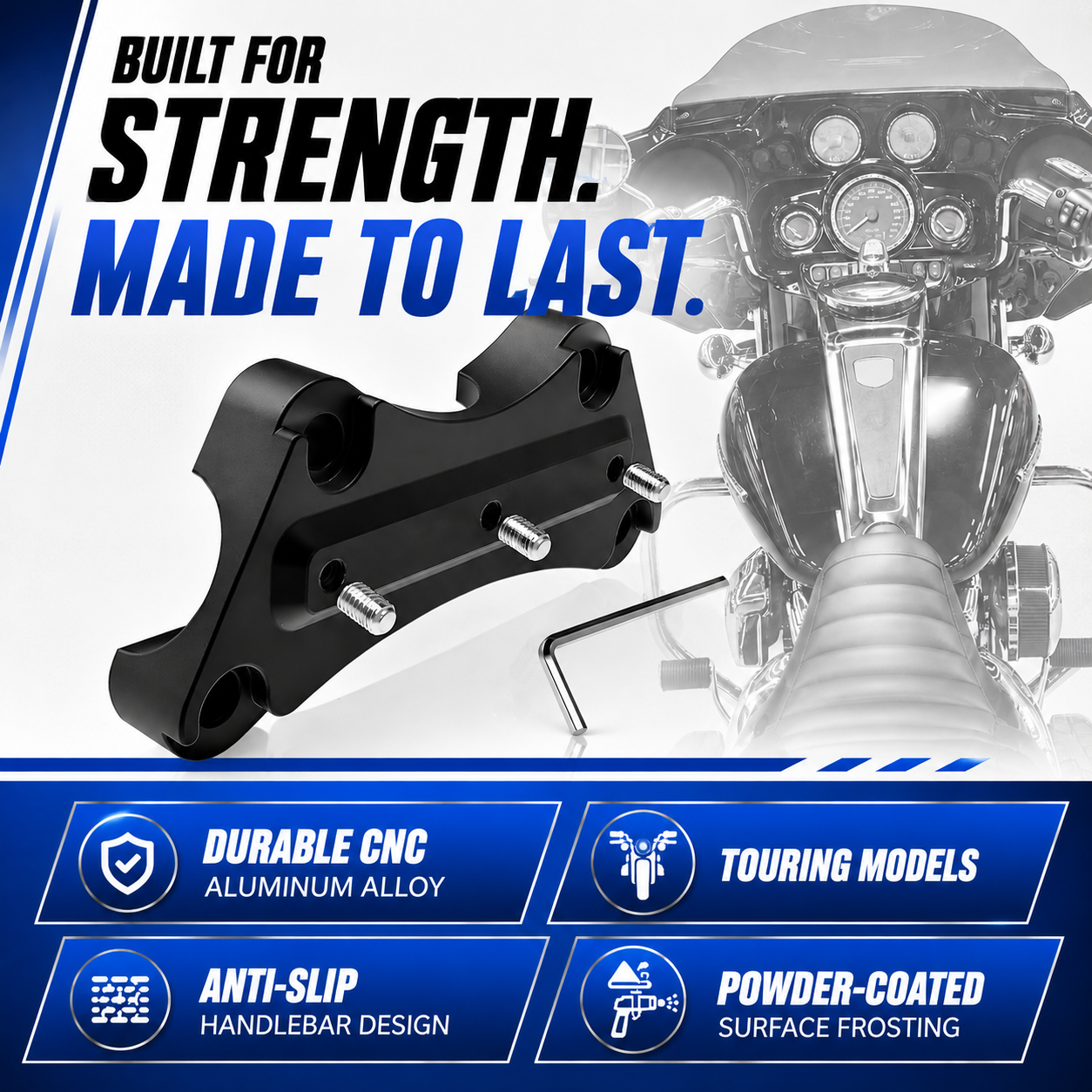 Motorcycle Anti-Slip Handlebar Risers 1'' Top Clamp for Her