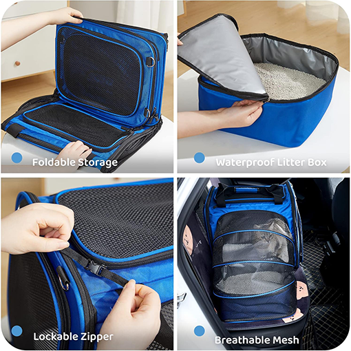 Expandable Cat Carrier with Travel Litter Box