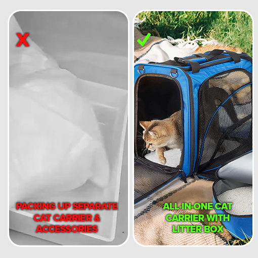 Expandable Cat Carrier with Travel Litter Box