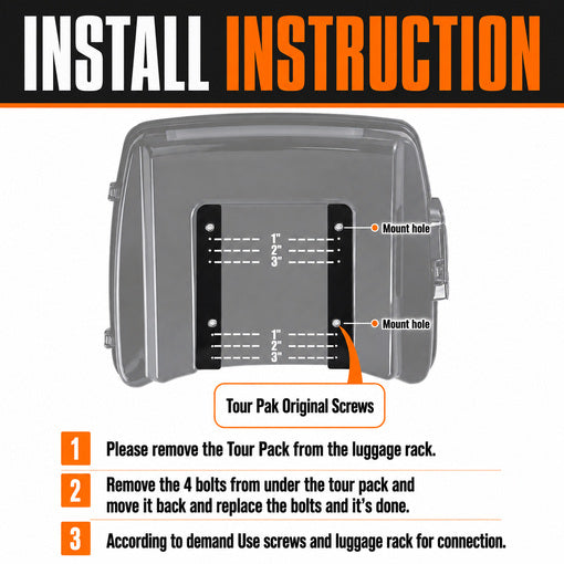 Adjustable 1''-3'' Tour Pack Trunk Luggage Relocator Kit For Her
