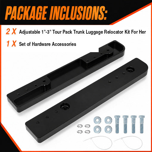 Adjustable 1''-3'' Tour Pack Trunk Luggage Relocator Kit For Her